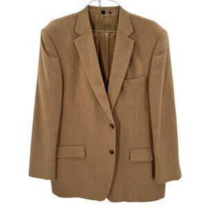 Mens Tan 100% Camelhair Blazer Size 46L Two-Button Classic Fit Lined Jacket